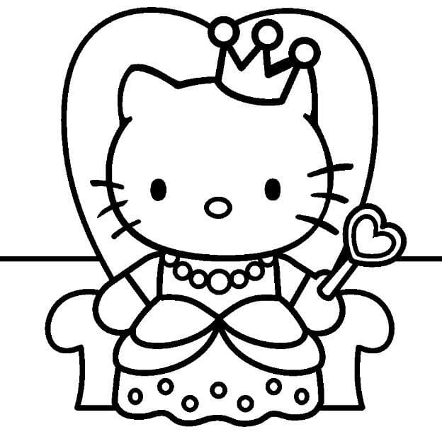 Desenho de Rainha Hello Kitty para Colorir e Pintar