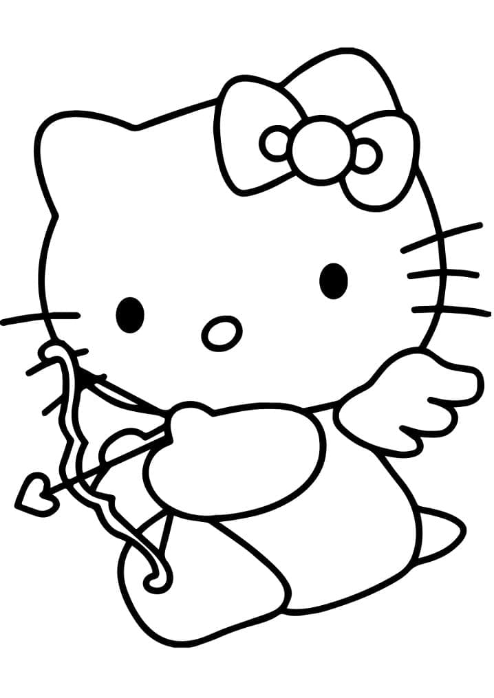 Desenho Hello Kitty Cúpido para Colorir e Pintar