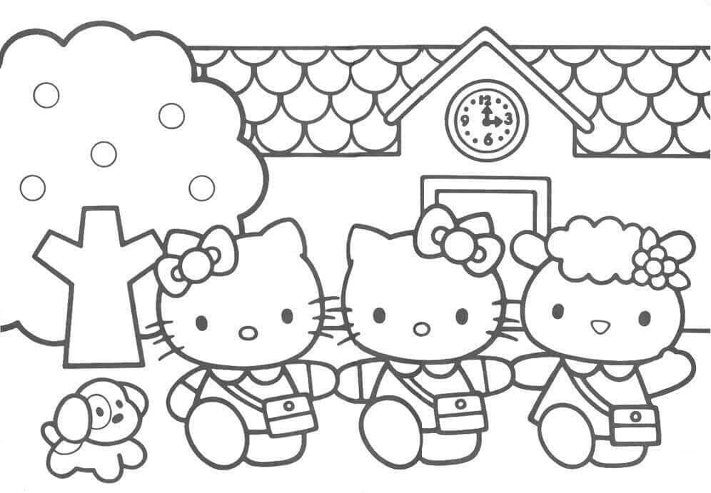 Desenho Hello Kitty e Amigos para Colorir e Pintar