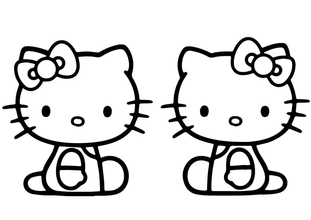 Desenho Hello Kitty e Mimmy para Colorir e Pintar