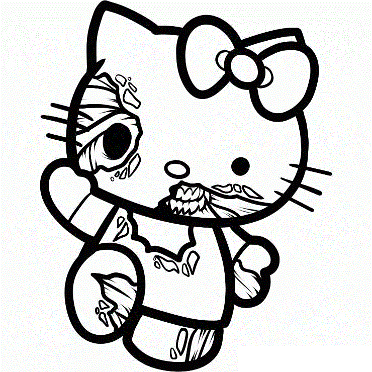 Desenho Pdf da Hello Kitty Zumbi para Pintar Grátis