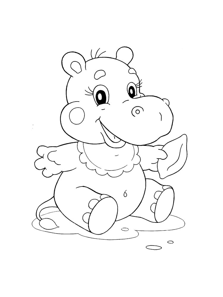 Desenho de Hipopótamo Colorir Imprimivel Pdf e Pintar