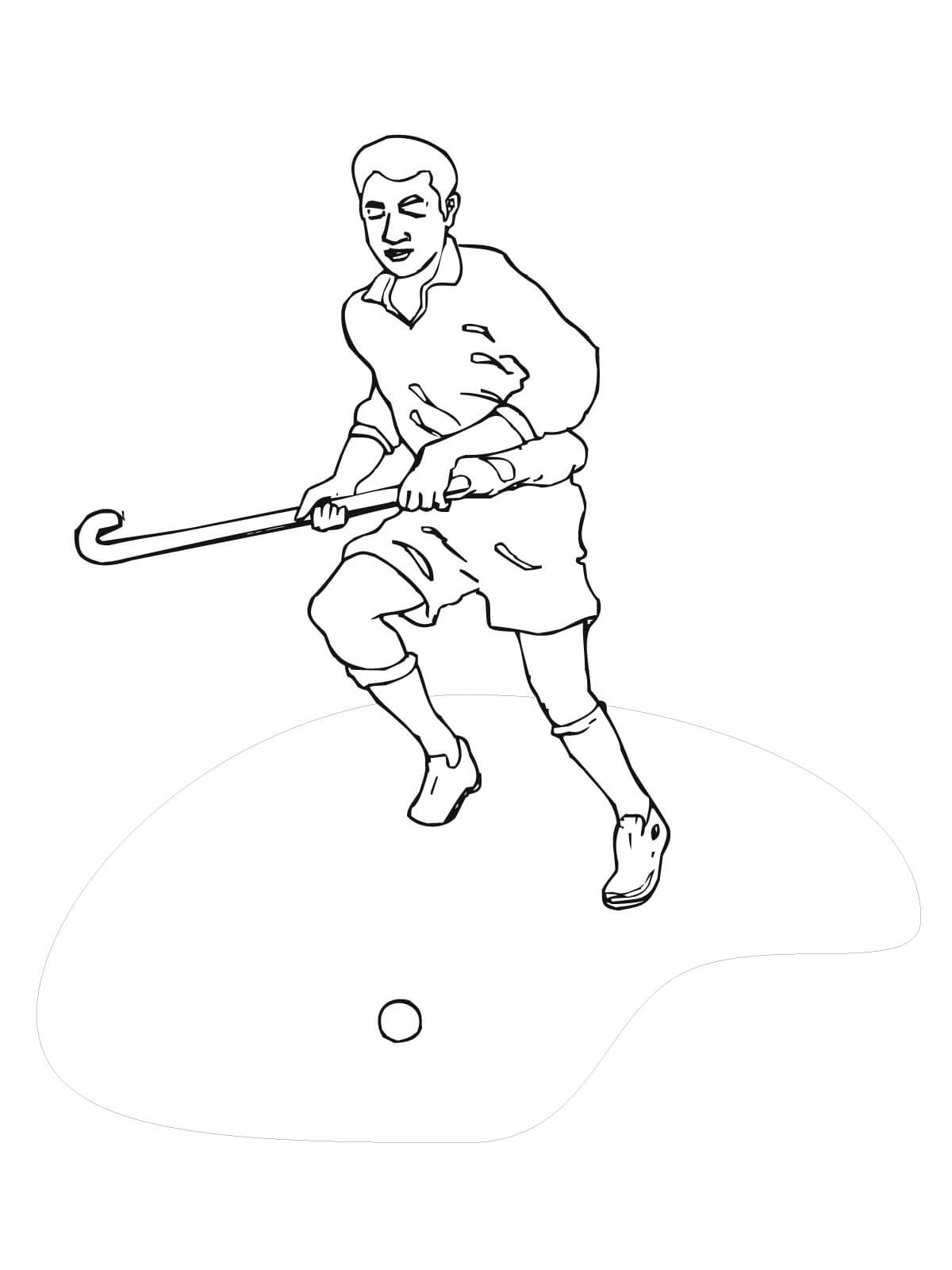 Desenho de Jogador de Hockey para Colorir e Pintar