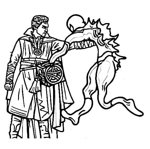 Desenho de Doutor Estranho Vs Homem Aranha para Colorir e Pintar