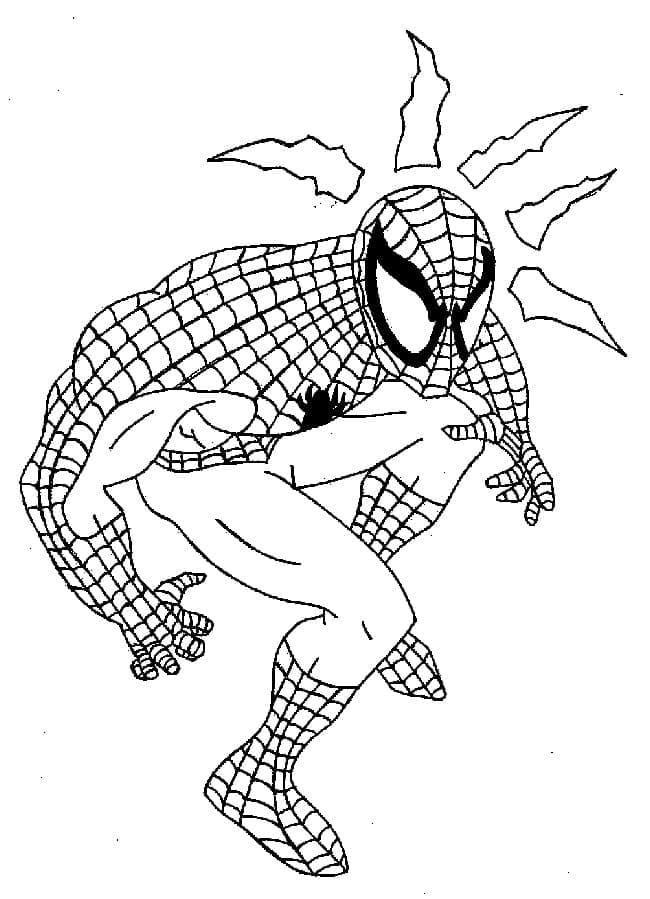 Desenho de Homem Aranha com Sentido Aranha para Colorir e Pintar