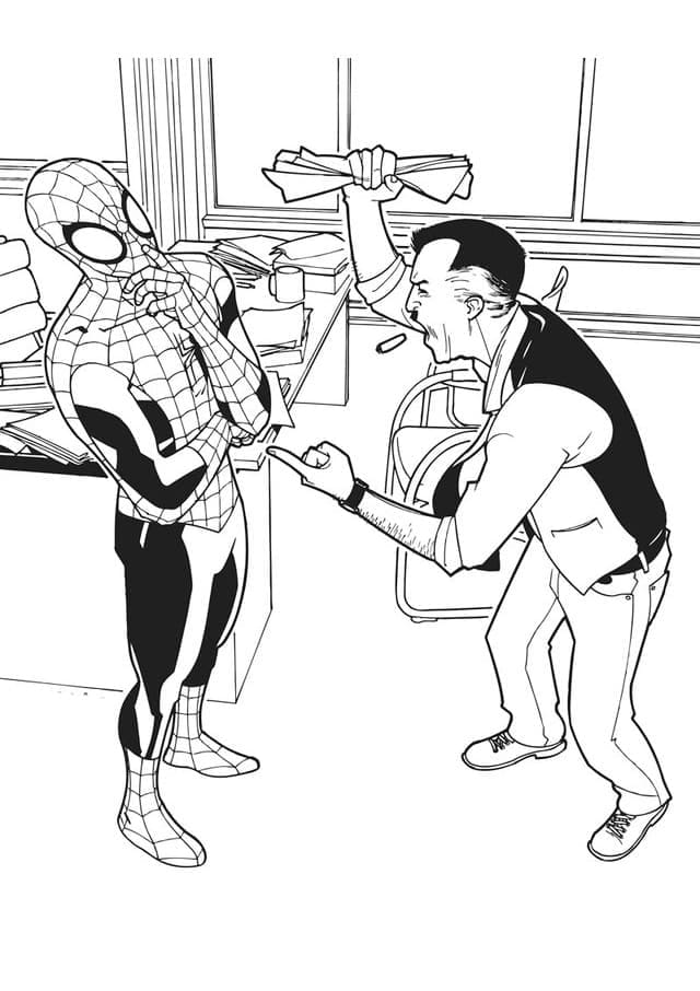 Desenho de Homem Aranha e Jonah Jameson para Colorir e Pintar