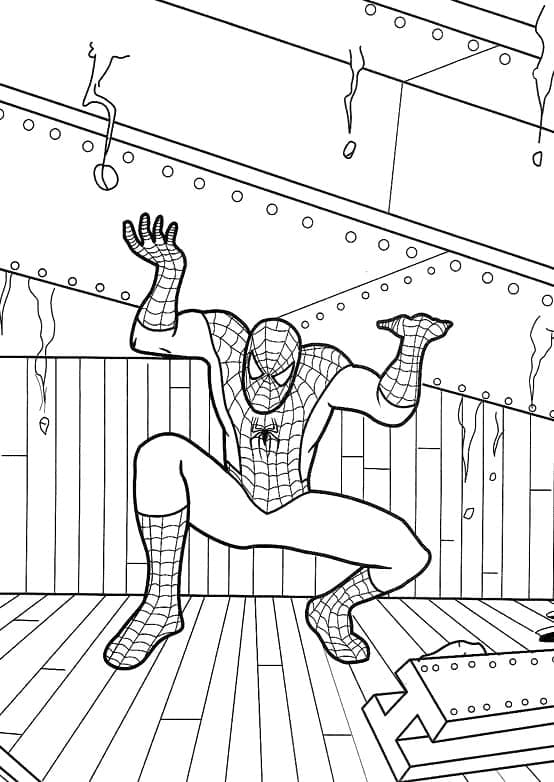 Desenho de Homem Aranha Forte para Colorir e Pintar