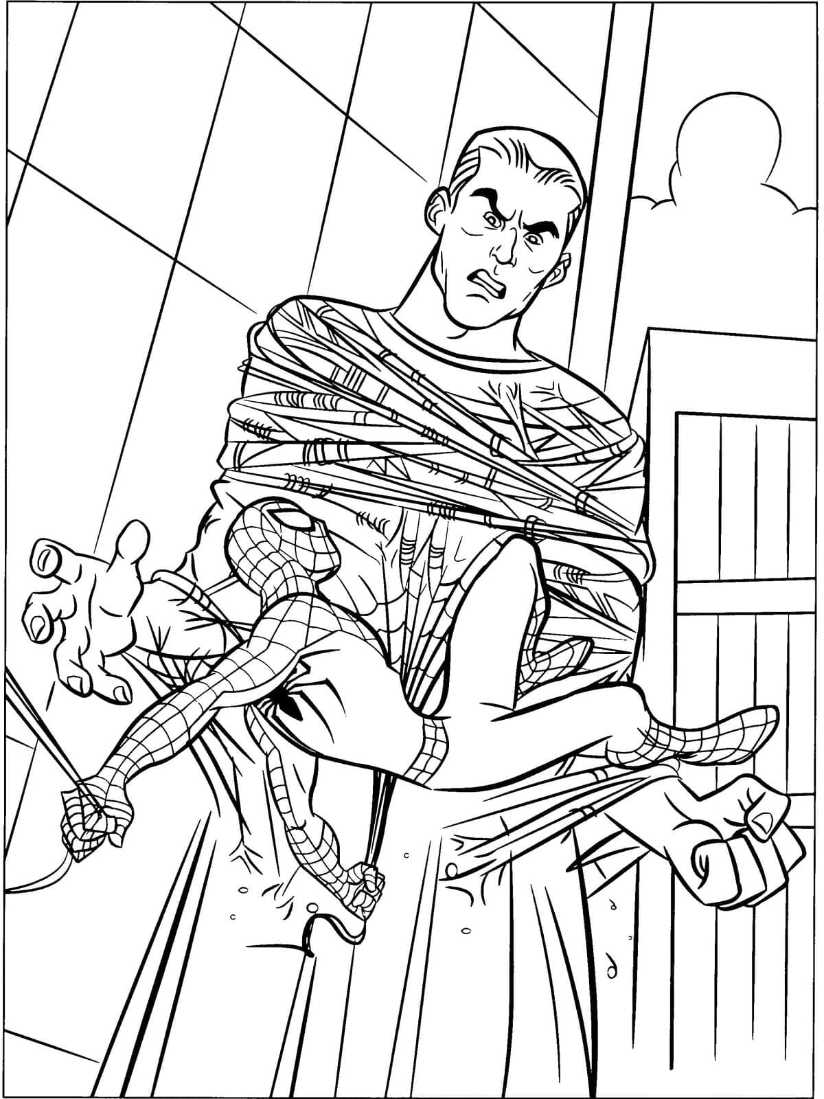 Desenho de Homem Aranha Vs Homem Areia para Colorir e Pintar