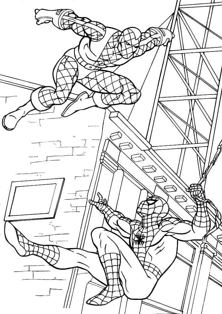 Desenho de Homem Aranha Vs Inimigo para Colorir e Pintar