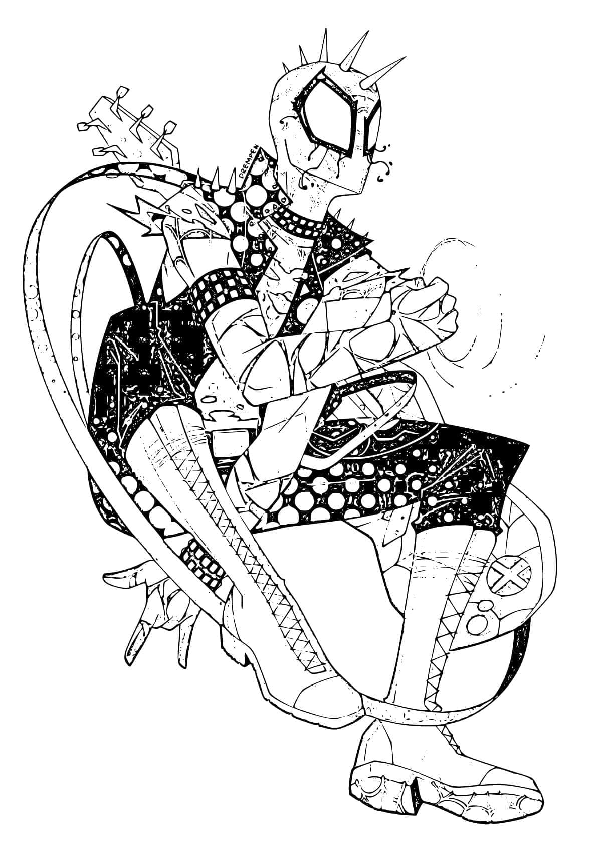 Desenho de Punk Aranha para Colorir e Pintar