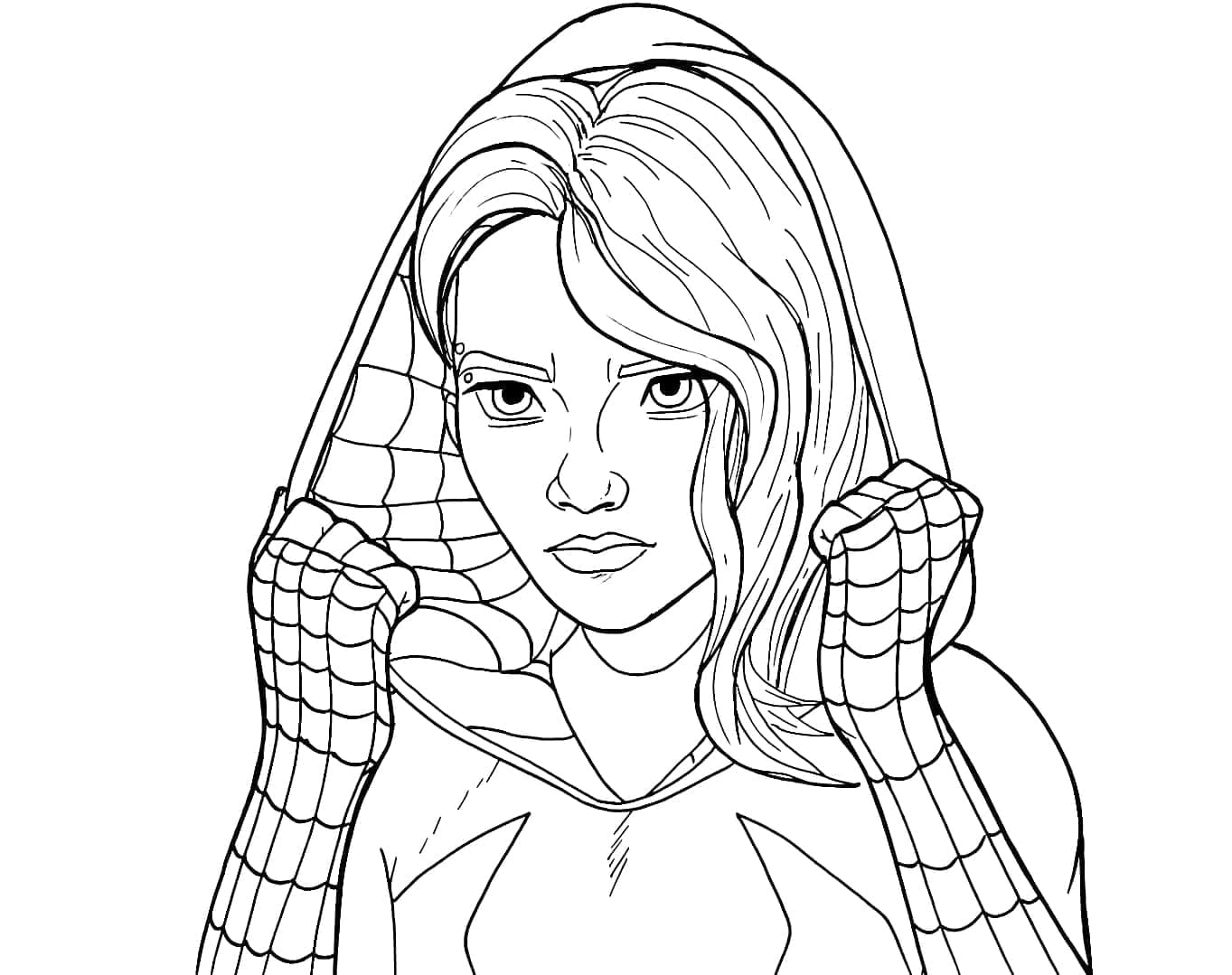 Desenho de Spider Gwen para Colorir e Pintar