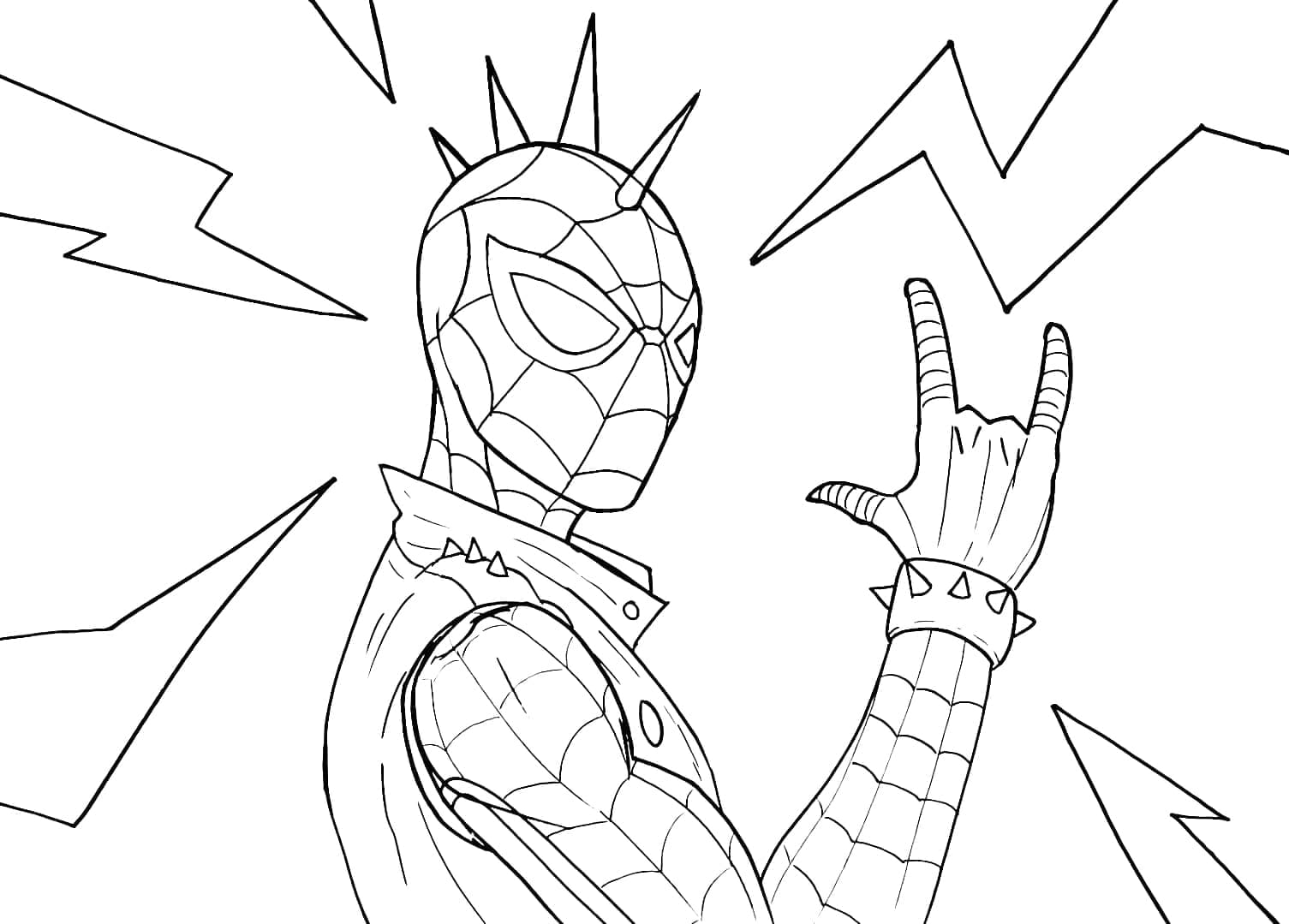 Desenho de Spider Punk para Colorir e Pintar