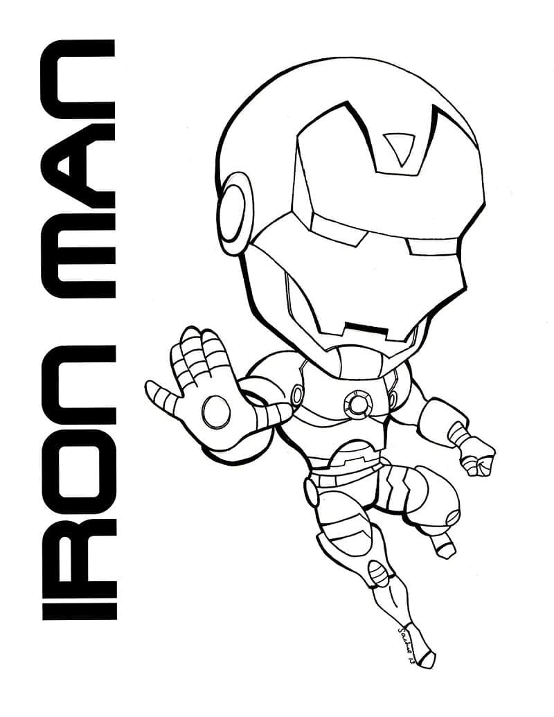 Desenho de Chibi Homem de Ferro para Colorir e Pintar