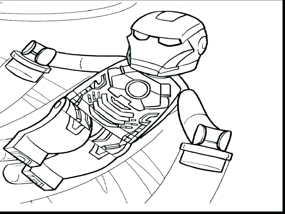 Desenho Super Herói Homem de Ferro Lego Voando para Colorir e Pintar