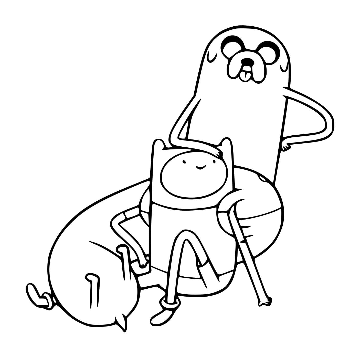 Desenho de Finn com Jake para Colorir e Pintar