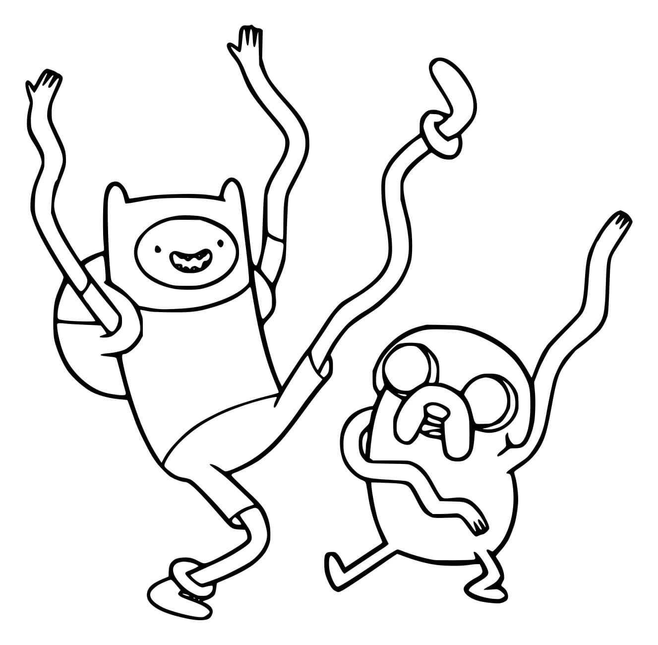 Desenho de Finn e Jake Felizes para Colorir e Pintar