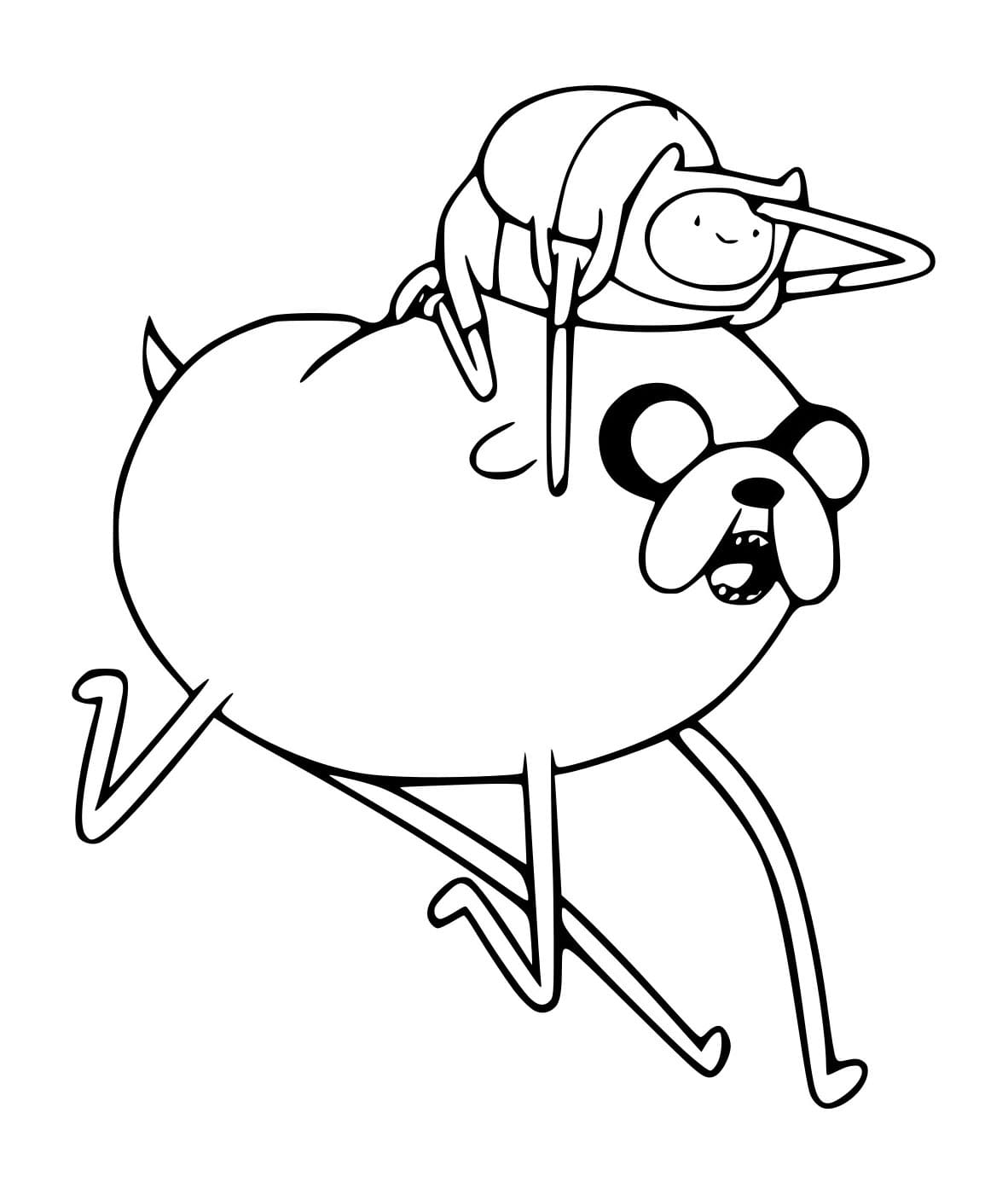 Desenho de Jake Carregando Finn para Colorir e Pintar