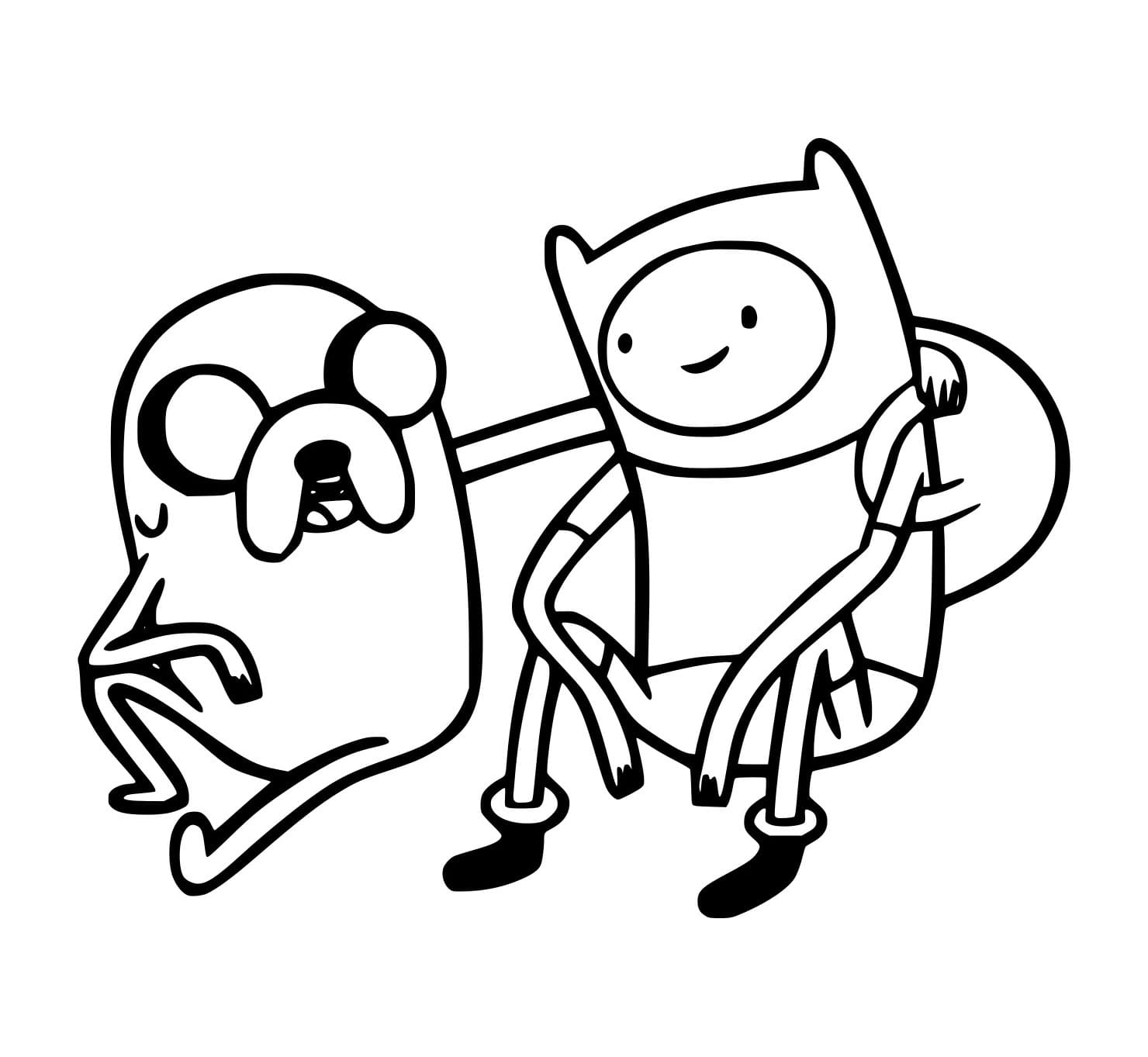Desenho de Jake e Finn para Colorir e Pintar