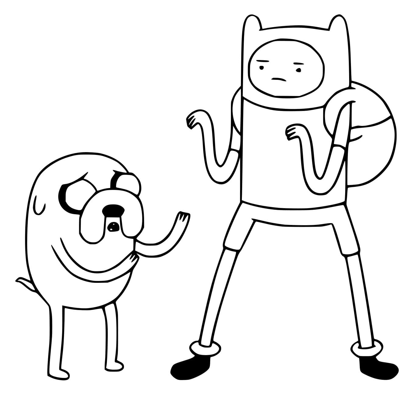 Desenho de Jake Levando Finn para Colorir e Pintar