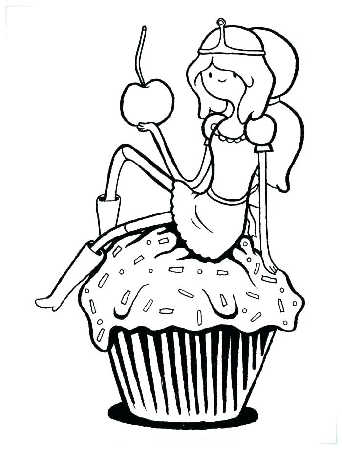 Desenho da Princesa Chicilete e Cupcake para Pintar