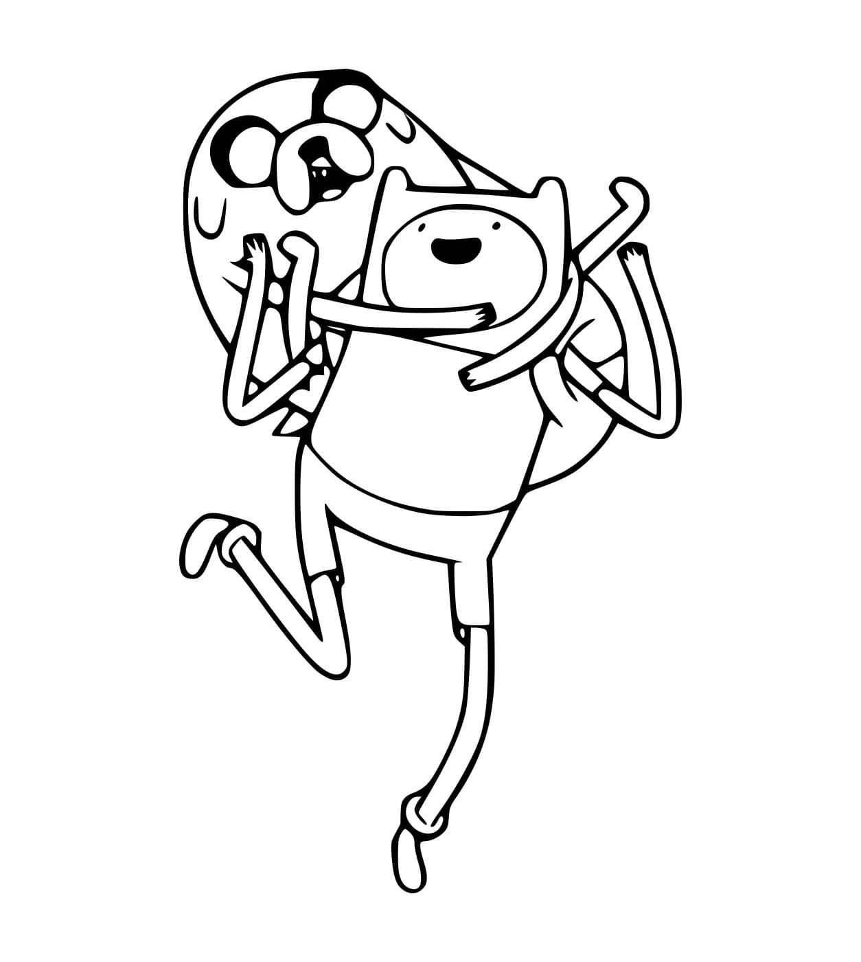 Desenho de Jake Abraçá Finn para Colorir e Pintar