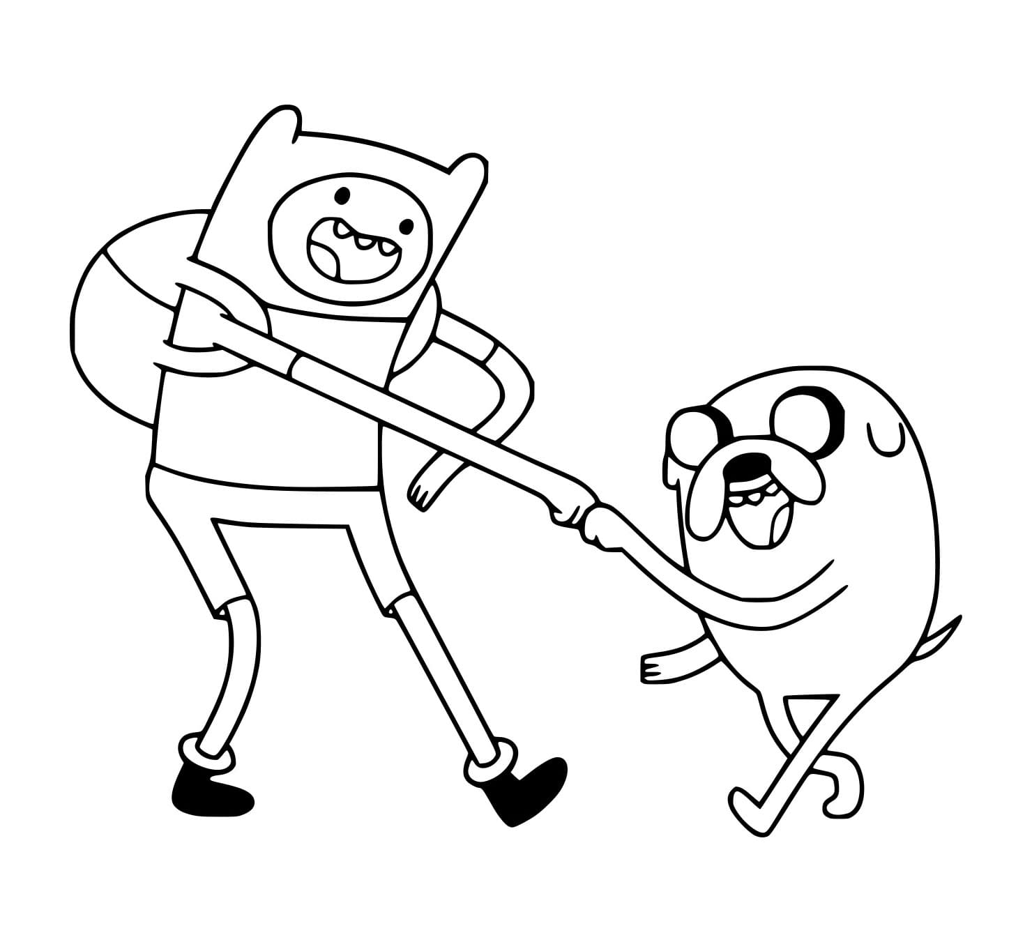 Desenho de Jake da Cinco para Finn para Colorir e Pintar