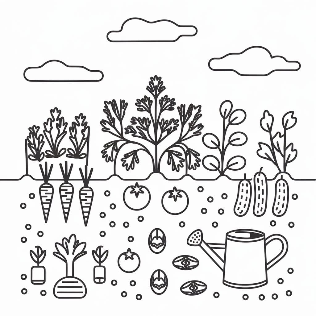 Desenho de Horta Grátis para Colorir e Pintar