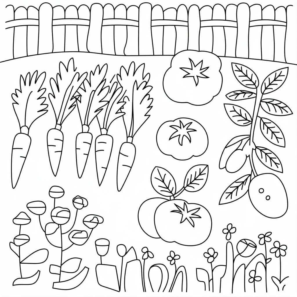 Desenho de Horta Imprimivel Grátis para Colorir e Pintar
