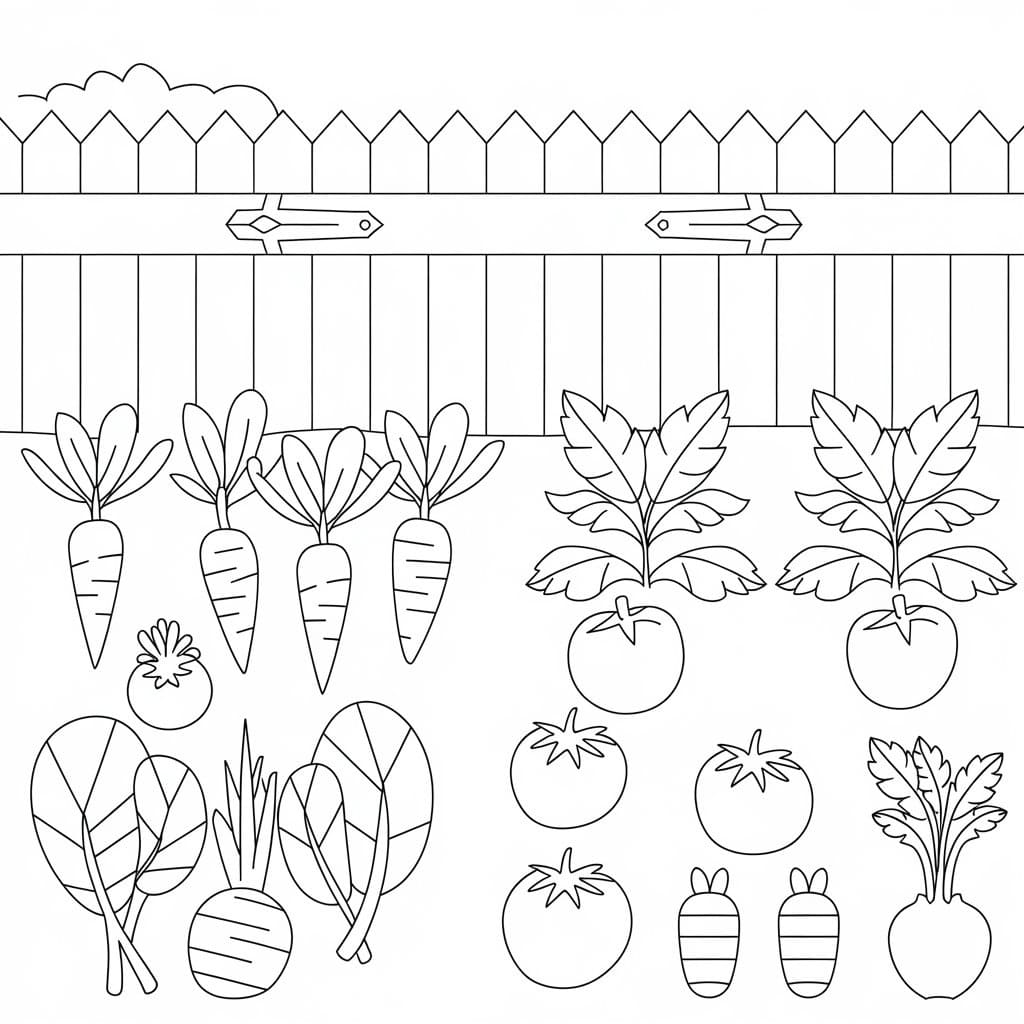 Desenho de Horta Imprimivel para Colorir e Pintar