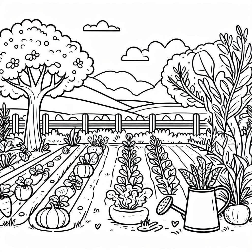 Desenho de Horta Normal para Colorir e Pintar