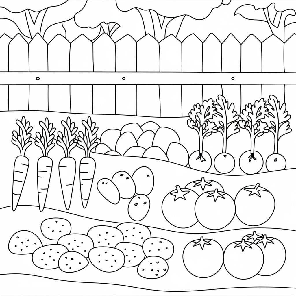 Desenho de Horta para Crianças de 1 Ano para Colorir e Pintar