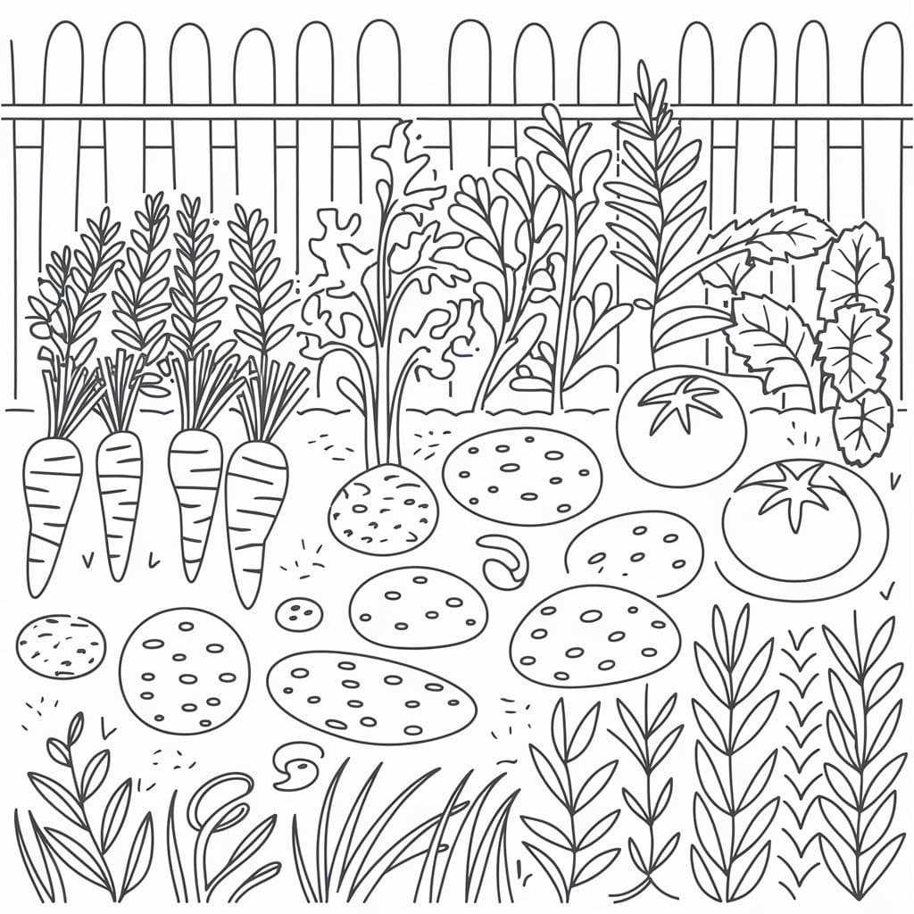 Desenho de Horta para Crianças de 3 Ano para Colorir e Pintar