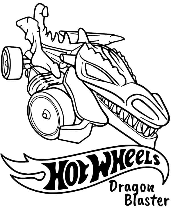 Desenho de Hot Wheels Dragon Blaster para Colorir e Pintar