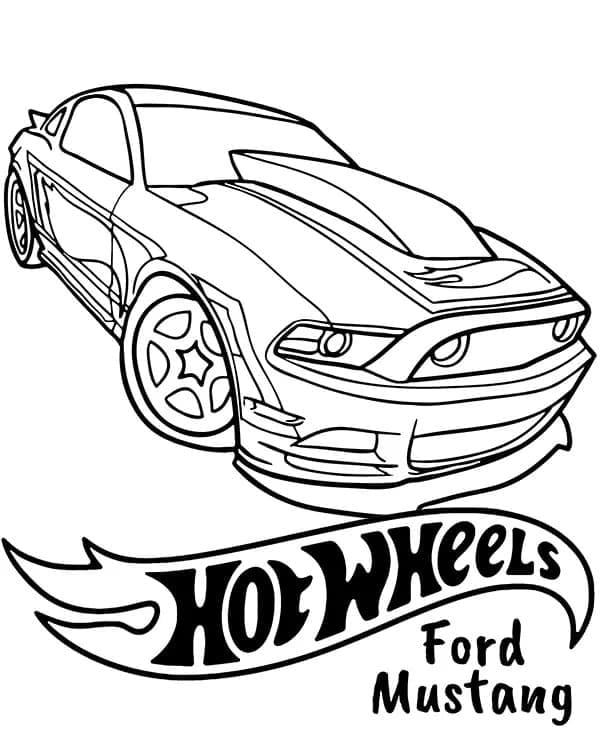 Desenho de Hot Wheels Ford Mustang para Colorir e Pintar