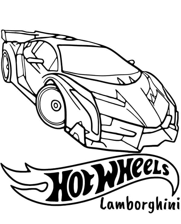 Desenho de Hot Wheels Lamborghini para Colorir e Pintar