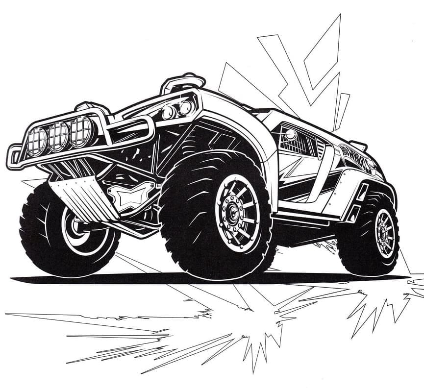 Desenho de Jeep Hot Wheels para Colorir e Pintar