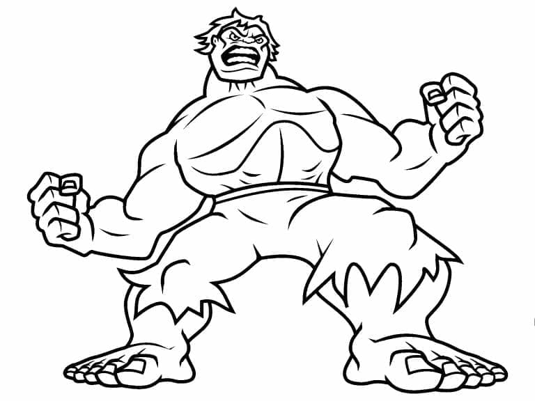 Desenho de Hulk de Desenho Animado para Colorir e Pintar