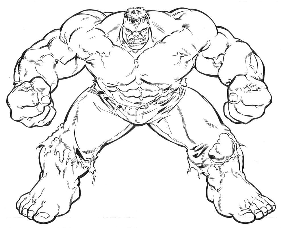 Desenho de Hulk En Marvel Vingadores para Colorir e Pintar