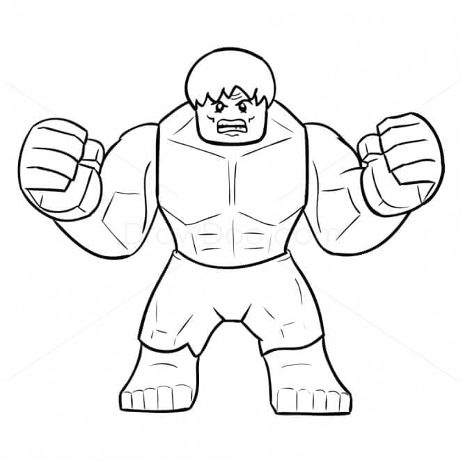Desenho de Hulk Lego para Colorir e Pintar