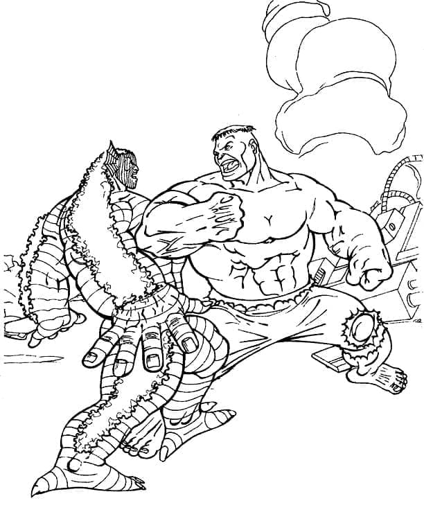 Desenho de Hulk Lutando para Colorir e Pintar