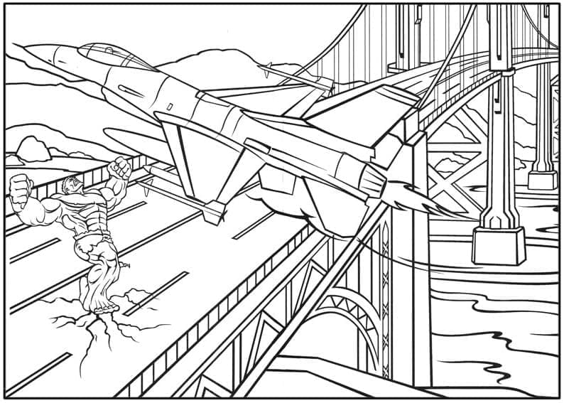 Desenho de Hulk na Ponte para Colorir e Pintar