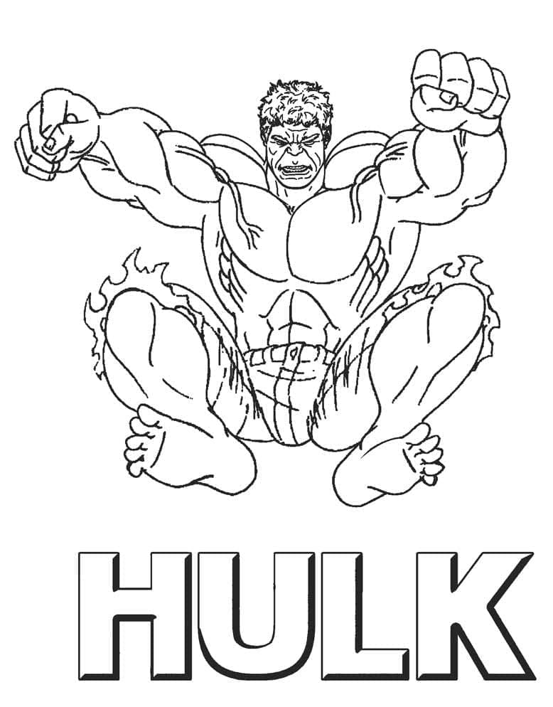 Desenho de Hulk Pulando para Colorir e Pintar