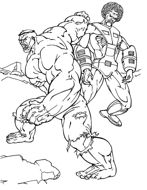 Desenho de Hulk Vs Vilão para Colorir e Pintar