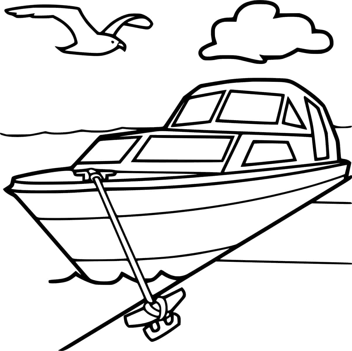 Desenho de Iate Grátis para Crianças para Colorir e Pintar