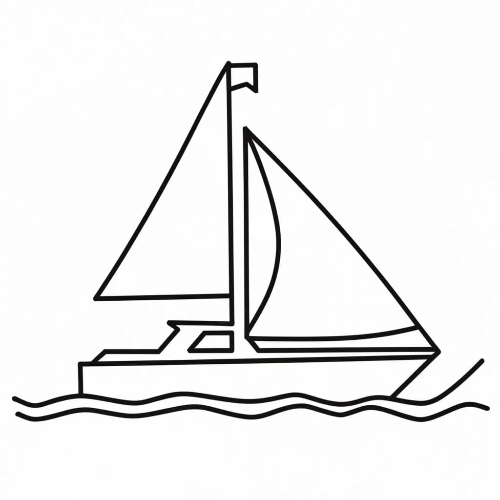 Desenho de um Iate Muito Simples para Colorir e Pintar