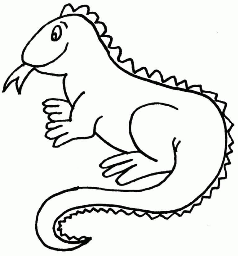Desenho de Iguana Engracada para Colorir e Pintar