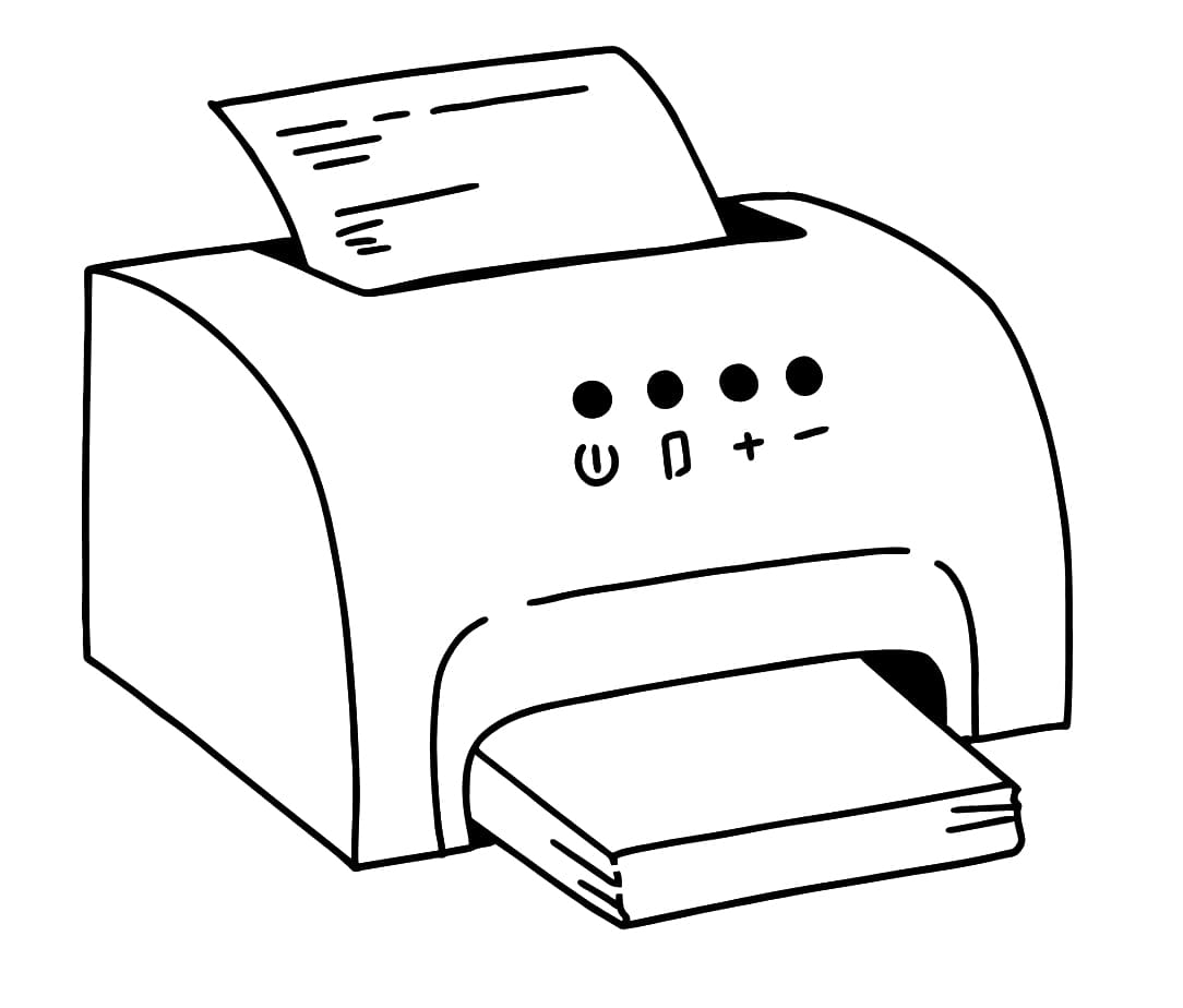 Desenho de Impressora Simples para Colorir e Pintar