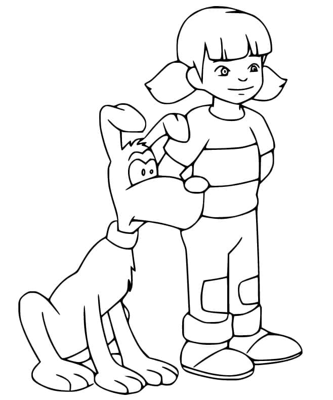 Desenho de Penny e Crânio de Inspetor Bugiganga para Colorir e Pintar