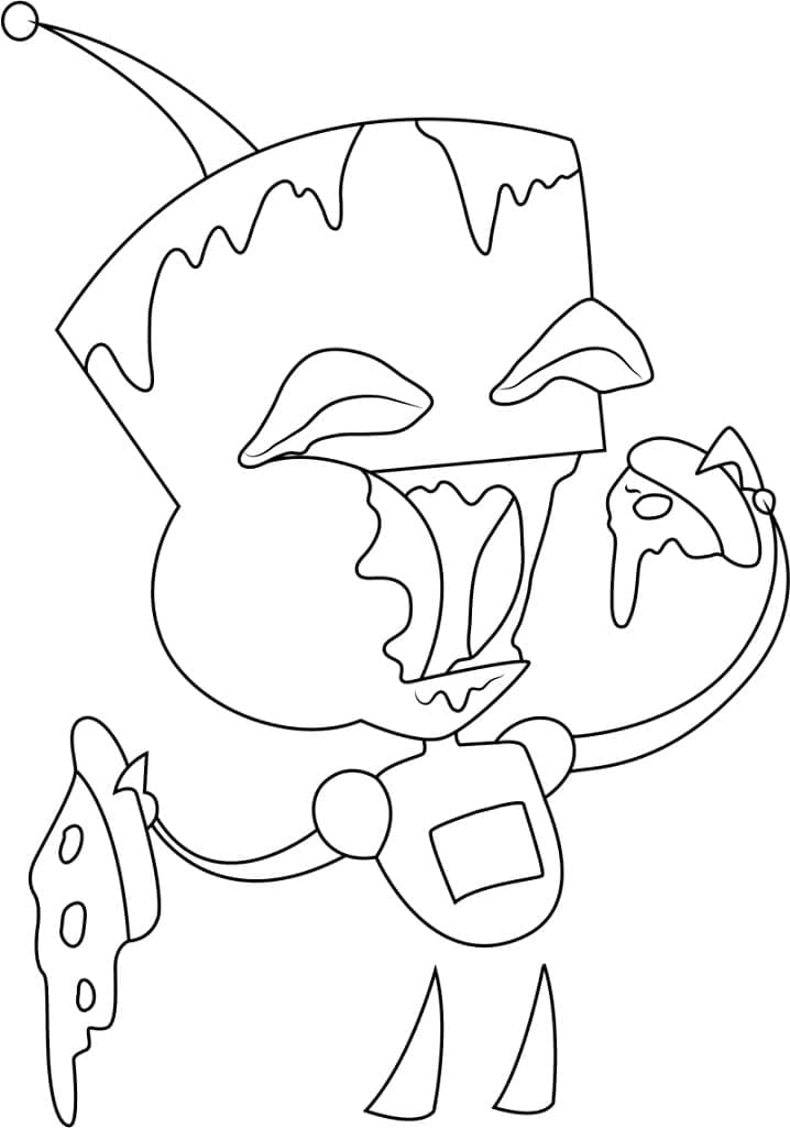 Desenho de Gir Comendo Pizza para Colorir e Pintar