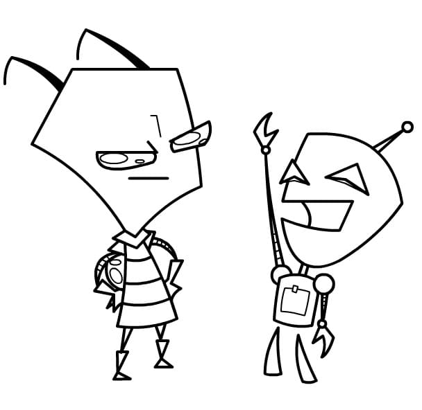 Desenho de Gir e Zim para Colorir e Pintar